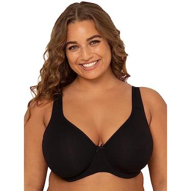 Imagem de Fruit of the Loom Sutiã feminino plus size de algodão sem forro com aro, cor preta, 40D, Hue preto, 40D