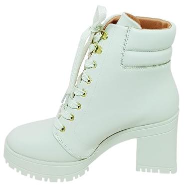 Imagem de Bota Feminina Vizzano CoturnoTratorada Cadarço Cor:Branco Off;Tamanho:39