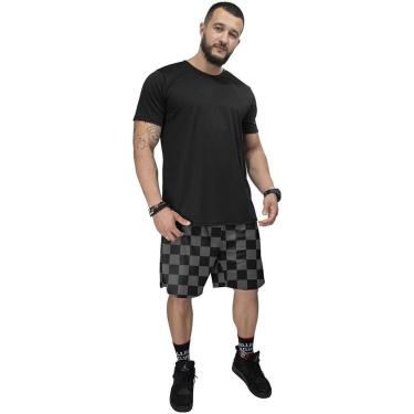 Imagem de Kit Bermuda e Camiseta Sport Vista Rock Liso Preto e Xadrez-Masculino