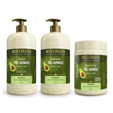 Imagem de Kit Pós-Química Shampoo, Condicionador e Banho de Creme Bio Extratus 1L