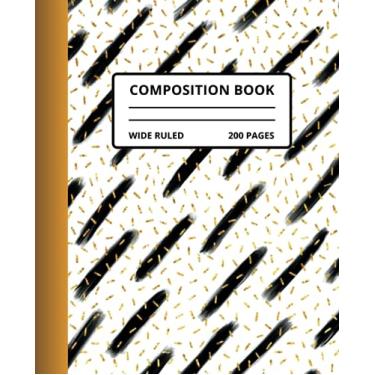 Imagem de Caderno de composição: Caderno de composição Gold Glitter Sparkle 7,5 x 9,25 200 páginas pautadas largas para meninas