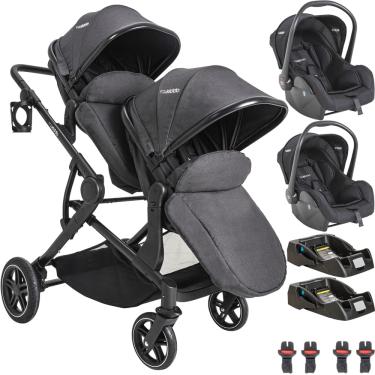 Imagem de Carrinho para Gemeos 2 Bebe Conforto 2 Base Kiddo Pair Grafite