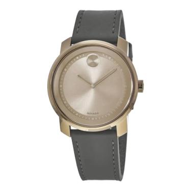Imagem de Movado Bold Relógio masculino 3600672 Trend Bronze Dial pulseira de couro cinza 43 mm, Bronze, Moderno