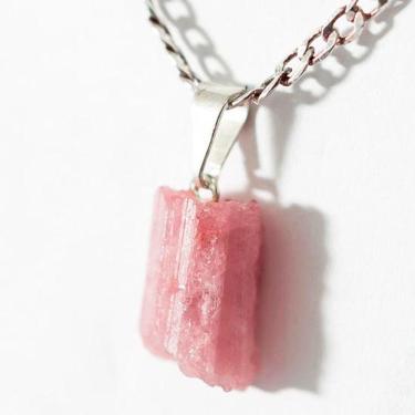 Imagem de Colar Canudo de Turmalina Rosa na prata 950 Pino e Presilha