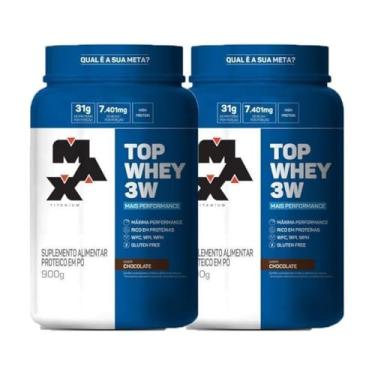 Imagem de Kit 2x Top Whey 3w Mais Performance Chocolate 900g Max Titanium