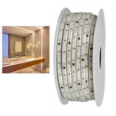 Imagem de Fita de Led SMD 3000K 127V 100 metros Fita Dupla Face Perfil Sala Quarto Jardim Gesso Sanca