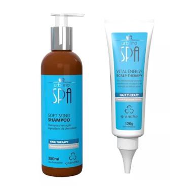 Imagem de Kit Grandha Urbano Spa Blue Hair Therapy Combate Queda e Capilar Calvície (Soft Mind Shampoo 250ml + Energy Scalp 120g)