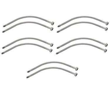 Imagem de Engate Rabicho Par 80cm Kit 5 Unidades Torneira Monocomando Agua Quente Fria