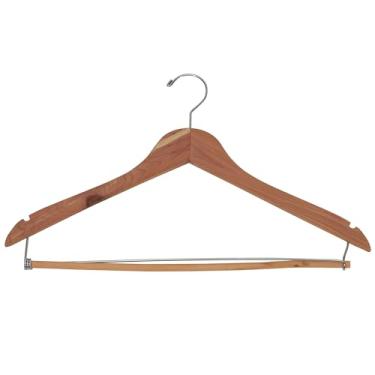 Imagem de CedarFresh 26340 Cabides de madeira de cedro vermelho | Barra de trava para calças e gancho giratório | Conjunto de 4