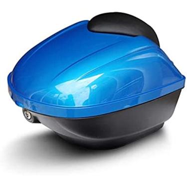 Imagem de Bagagem universal do porta-malas do scooter da caixa superior do capacete da motocicleta com encosto engrossado-forte e resistente a quedas, azul, 38x42x34cm