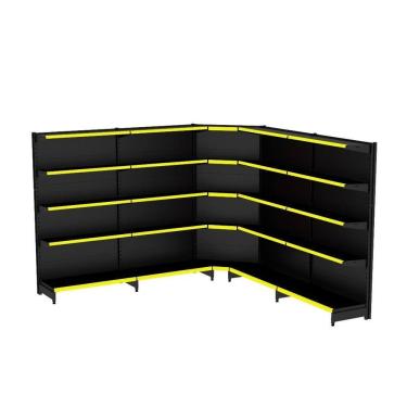 Imagem de Gondola Parede 170 Fit Ate 4 Metros 1 Canto Preto 25b Pe Ama