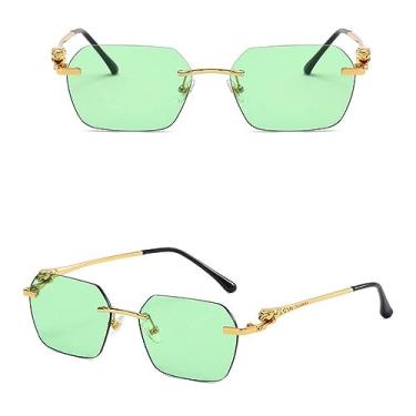 Imagem de Óculos de sol quadrados sem aro masculino, óculos de sol sem armação para mulheres, estilo europeu, unissex, azul, preto, verde, 8, tamanho único