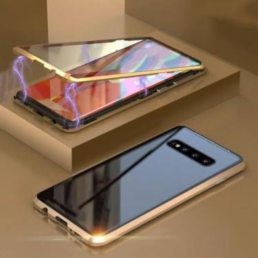 Imagem de Capa de telefone magnética de metal para Samsung A54 A53 A52 A71 A51 A34 Capa de vidro dupla face para Samsung S23 S22 S21 Ultra Plus S20 FE, dourada, para Samsung A54 5G