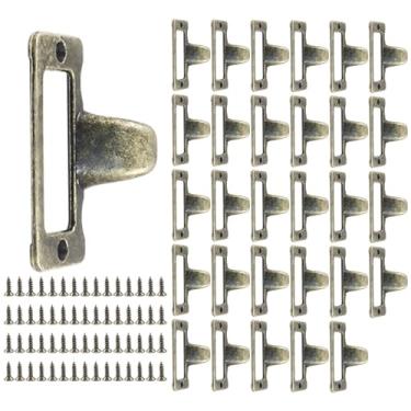 Imagem de suiwotin Puxadores de gaveta de catálogo de cartões de 30 peças, puxador de porta cartão de etiqueta de arquivo de bronze antigo, puxadores de gaveta de boticário para biblioteca, escritório, livros,