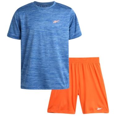 Imagem de Reebok Conjunto de shorts ativos para meninos - camiseta de desempenho de 2 peças e shorts de ginástica de basquete (8-12), Cantalupo, 10