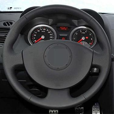 Imagem de TPHJRM Capa de volante de carro couro artificial preto, apto para Renault Megane 2 2002-2009 Kangoo (ZE) 2008-2013 Scenic 2 2003-2010