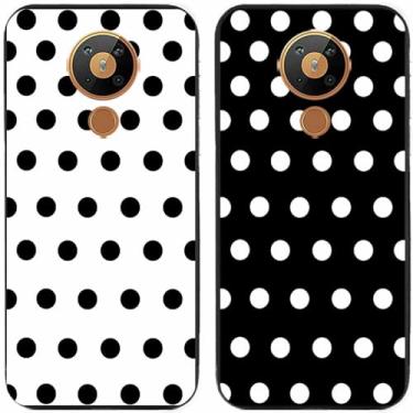 Imagem de 2 peças preto branco bolinhas impressas TPU gel silicone capa de telefone traseira para Nokia todas as séries (Nokia 5.3)