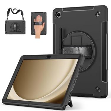 Imagem de Miesherk Capa para Galaxy Tab A9 Plus: capa à prova de choque de grau militar com alça de mão/ombro - suporte para caneta S - suporte giratório para Samsung Galaxy A9 Plus 11 polegadas (preto)