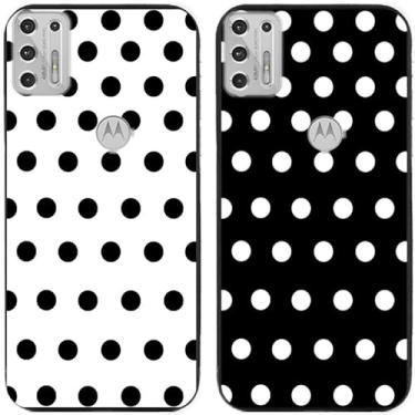 Imagem de 2 peças preto branco bolinhas impressas TPU gel silicone capa de telefone traseira para Motorola Moto todas as séries (Moto G Stylus 2021)