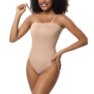Imagem de Huvgim Body modelador feminino sem alças com controle de barriga, sem costura de compressão esculpida tanga modelador corporal regata, Th-bege, X-Large
