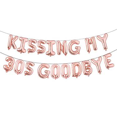 Imagem de Kissing My 30s Goodbye Decorations Kissing My 30s Goodbye Banner Balloons 40th Birthday Balloon Dirty 40 Balloon (30S GOODBYE Rose Gold)
