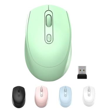 Imagem de ONE-UP Mouse sem fio, 2,4G, silencioso, receptor USB nano para laptop, Chromebook, PC, Mac, Windows e trabalho escolar (verde)