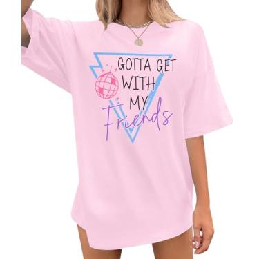 Imagem de Camisetas femininas de despedida de solteira If You Winna Be My Lover 90s Bride Shirt Letter Graphic Casual Tops, rosa, GG