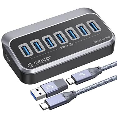 Imagem de ORICO Hub USB 3.0 [5 Gbps], hub USB de 7 portas com cabo USB-C de 1,64 m e adaptador USB-A, divisor USB 3.2 Gen1 para iMac, todos os MacBooks, Mac Mini