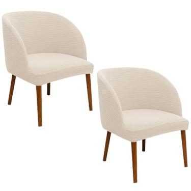 Imagem de SZJIAHTM 2 peças de capa para cadeira de jantar, poltrona, costas arredondadas, curvas, macias, elásticas, modernas, de meados do século, para cozinha, sala de estar