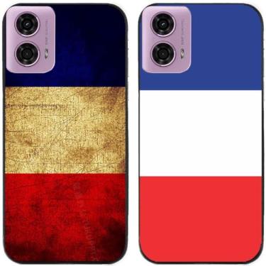 Imagem de 2 peças impressas TPU gel silicone capa de telefone traseira para Motorola Moto G24 (bandeira da França)