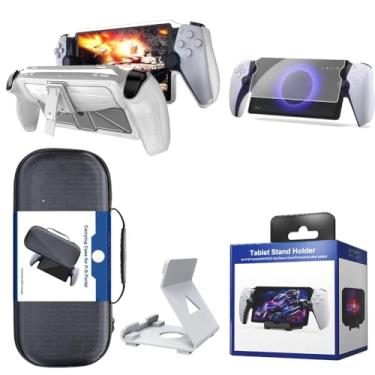 Imagem de Conjunto 4 em 1 de acessórios para portal PS, estojo rígido de transporte, estojo protetor TPU à prova de choque, suporte para console de jogo portátil e protetor de tela de 8 polegadas para 5 acessór