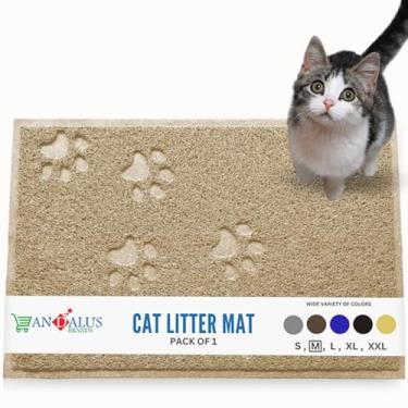 Imagem de Andalus Tapete de areia médio para gatos, pacote com 1 - impermeável, antiderrapante e fácil de limpar tapete de areia para gatos para armadilha de areia de animais de estimação extra eficiente, bege