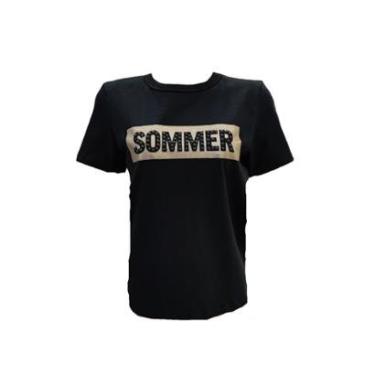 Imagem de Camiseta Sommer Estampada Com Aplicação Preto Tam. GG-Feminino