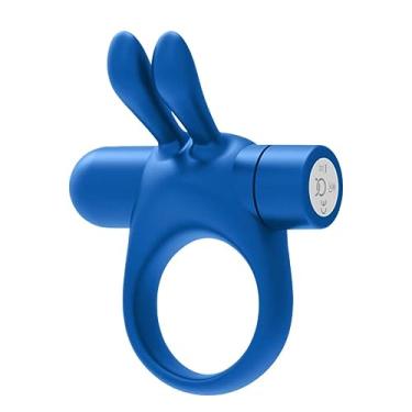 Imagem de Forto Anel C Vibratório de Silicone Recarregável Bunny - Vibrações Poderosas e Anel Peniano de Silicone Premium - Anel Peniano Vibratório com Orelhas de Coelho Anel Peniano de Silicone Produto Adulto - (Azul)