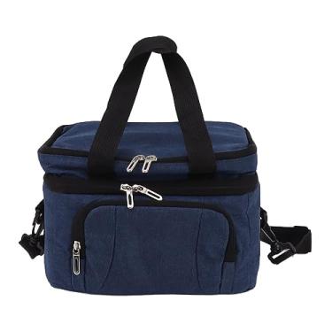 Imagem de Bolsa Térmica Isolada Dobrável, Bolsa de Ombro Ajustável para Almoço, Bolsa de Acampamento Peva de Tecido Oxford, Refrigerador Duplo à Prova de Vazamento de Grande Capacidade
