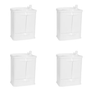Imagem de Kit com 4 Gabinetes para Banheiro em Plástico com Lavatório Fit sem Torneira Astra Branco