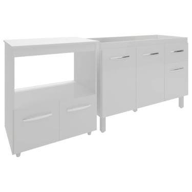 Imagem de Mobília Decor, Cozinha Armário Balcão Gabinete de Pia Aline 120 cm e Balcão Amanda para Microondas e Forno Elétrico Branco