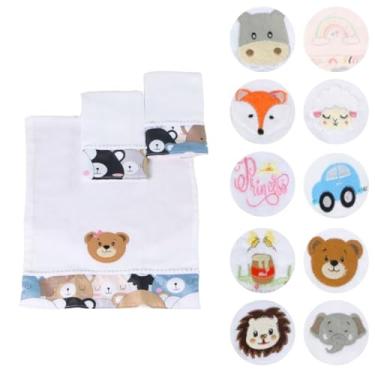 Imagem de Fraldas de Boca Para Bebê Estampada Bordada 30x40 com Tecido Duplo 03 Peças (Ursinha)