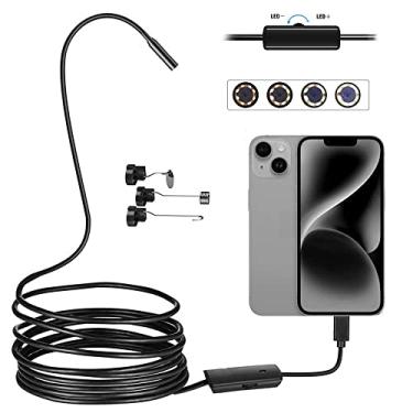 Imagem de Câmera com cabo endoscópio para iPhone, endoscópio HD 1080p com 8 luzes LED ajustáveis, câmera serpente semi-rígida de 8 mm à prova d'água IP68 para iPhone 14/13/12/11/Pro/Pro Max/Plus/Mini, 1 m