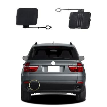 Imagem de Goholy Capa de gancho de reboque para para-choque traseiro de carro compatível com BMW X5 E70 2006 2007 2008 2009 2010 51127158447 51127158448 Tampa de olhal de reboque lado esquerdo do motorista