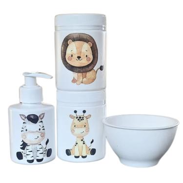 Imagem de Kit Higiene Baby Safari 4 pçs - Tampa Com Trava - Plástico