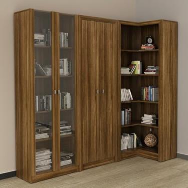 Imagem de Kit 3 Armários Multiuso de Escritório Nogal