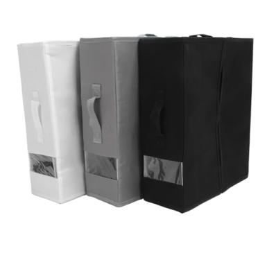 Imagem de Organizadores e Armazenamento de Lençóis de Cama Com 3 Pacotes, Organizadores de Armário de Tecido de Linho Com Janela, Caixa de Armazenamento de Roupa de Cama de Grande Capacidade