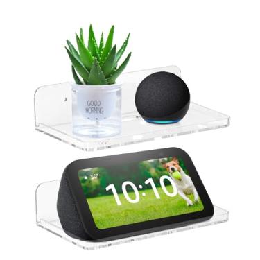 Imagem de Prateleiras flutuantes de montagem na parede para 2 peças de prateleira de câmera de segurança mini alto-falante outros itens pequenos no quarto banheiro cozinha sala de estar mini prateleira