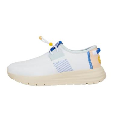 Imagem de Hey Dude Tênis feminino Sirocco Color-Block – Cabedal de tecido elástico – Forro têxtil respirável, Branco/Multi, 40