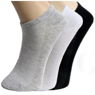 Imagem de 12 Pares Meia 100% COTTON  Cano Curto Feminina Adulto N 34a39 Algodão 