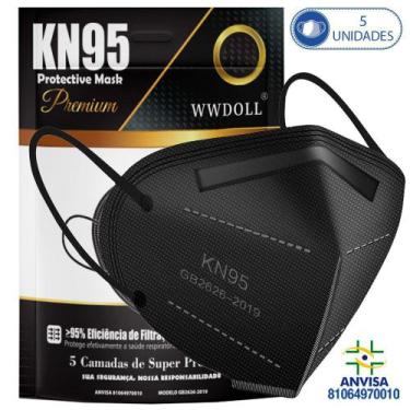 Imagem de 5 Máscaras Respiratórias KN95 PFF2 WWDoll 5 Camadas c Anvisa