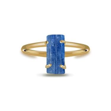 Imagem de Aliança Cianita Azul - Cristal Natural, Banho Ouro 18k