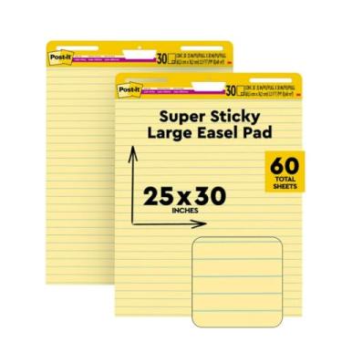 Imagem de Post-it Super Sticky Easel Pad, 25 x 30 Inches, 30 Sheets/Pad, 2 Pads (561), Yellow Lined Premium Self Stick Flip Chart Paper, Super Sticking Power