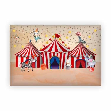 Imagem de Painel de Lona Circo vintage tendas animais aquarela - 200x150cm - Fab